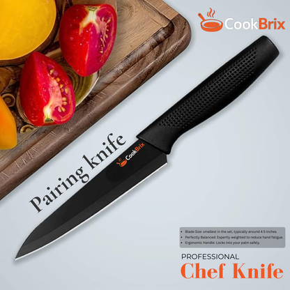 CookBrix Pro Black 3-Piece Kitchen Knife Set